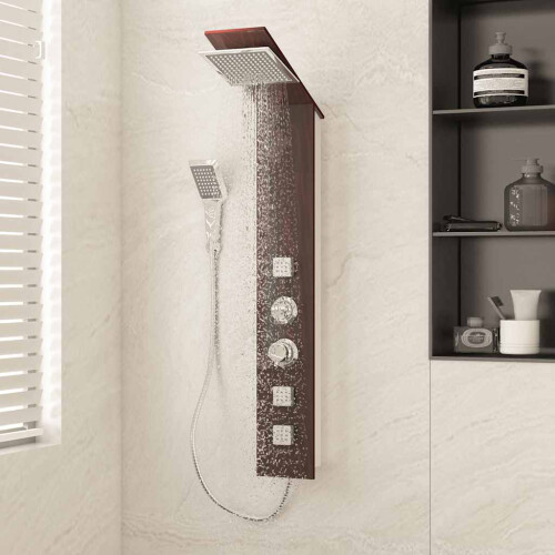 Berkfield Shower Panel System Glass Brown