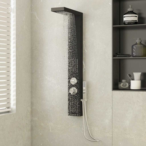 Berkfield Shower Panel System Aluminium Black