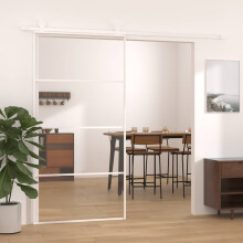 Berkfield Sliding Door ESG Glass and Aluminium 102.5x205 cm White
