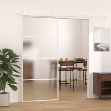 Berkfield Sliding Door Frosted ESG Glass and Aluminium 90x205 cm White
