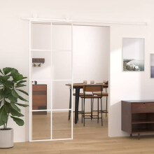 Berkfield Sliding Door ESG Glass and Aluminium 76x205 cm White