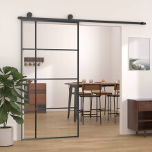 Berkfield Sliding Door ESG Glass and Aluminium 102.5x205 cm Black