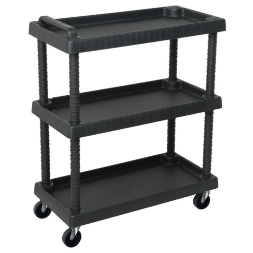 Berkfield 3-Tier Workshop Tool Trolley Black 75x37.5x92 cm PP