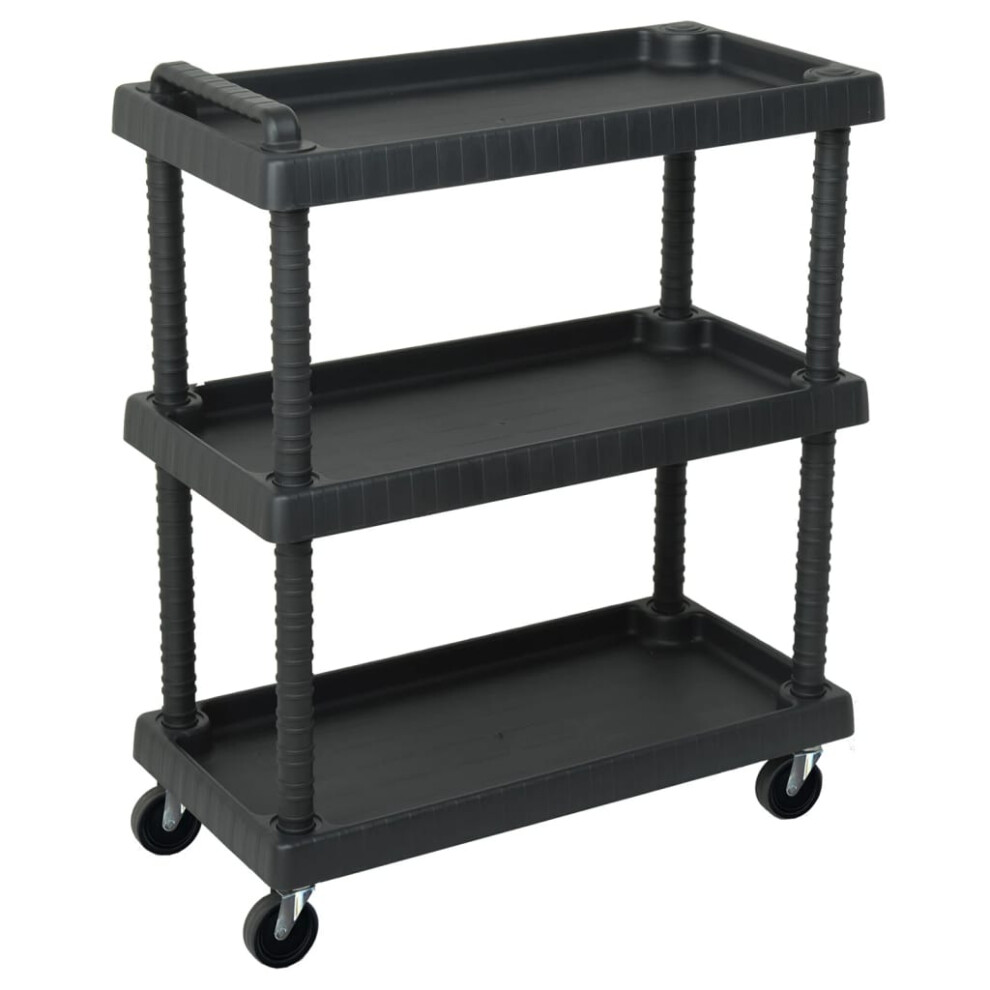 Berkfield 3-Tier Workshop Tool Trolley Black 75X37.5x92 Cm Pp 3452590839480