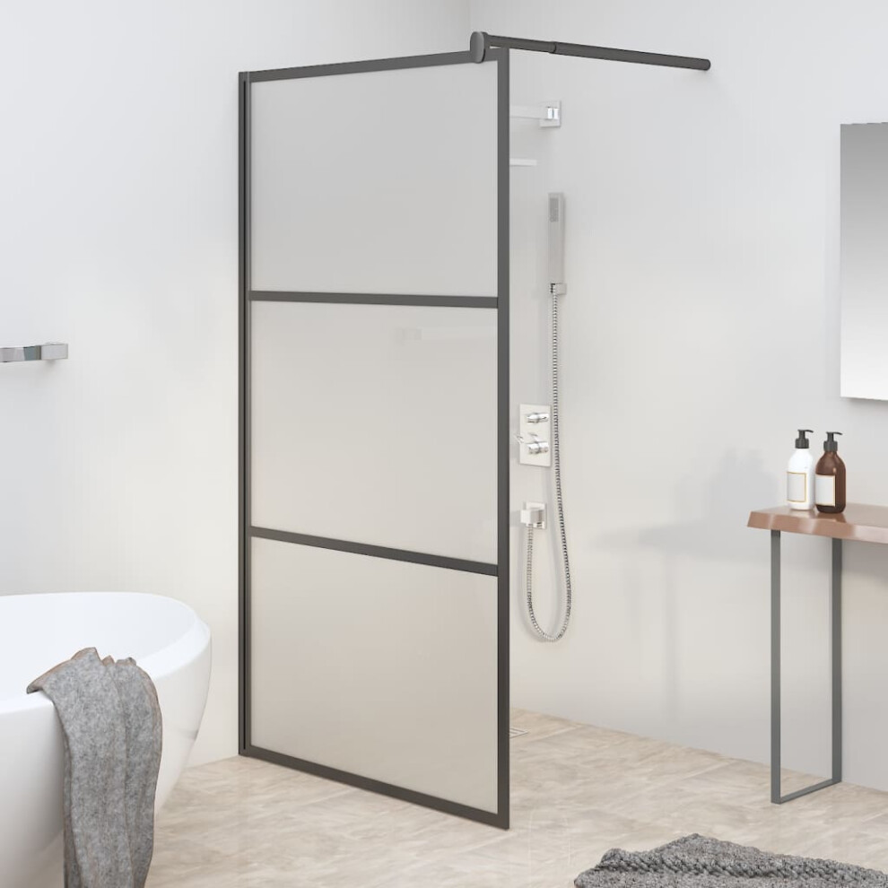 Berkfield Walk-In Shower Wall 115X195 Cm Frosted Esg Glass Black 7304479528366