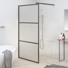 Berkfield Walk-in Shower Wall 100x195 cm Frosted ESG Glass Black