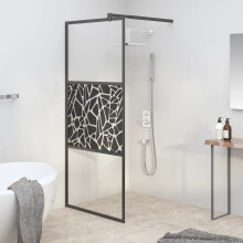 Berkfield Walk-in Shower Wall 80x195cm ESG Glass with Stone Design Black