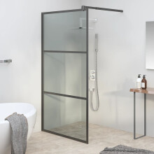 Berkfield Walk-in Shower Wall 115x195cm Dark ESG Glass Black