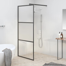 Berkfield Walk-in Shower Wall 80x195 cm Half Frosted ESG Glass Black