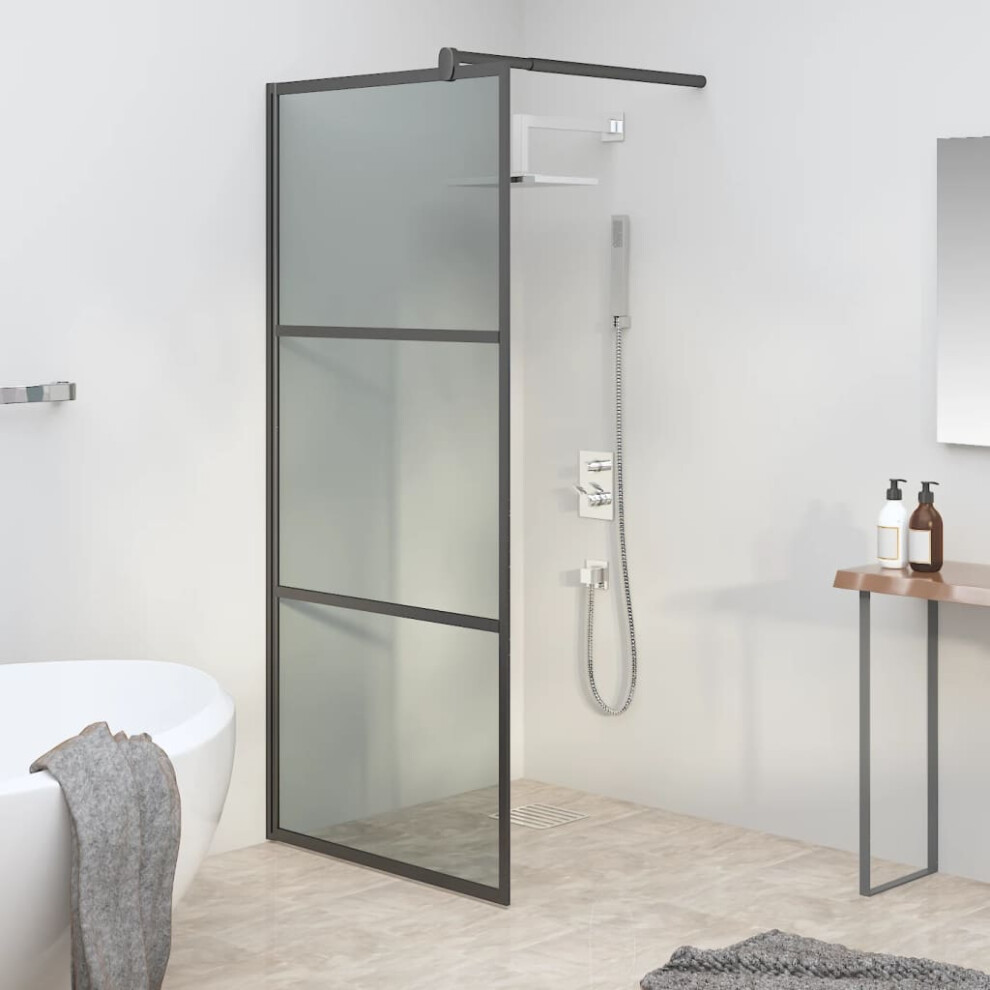 Berkfield Walk-In Shower Wall 80X195cm Dark Esg Glass Black 7035706073778
