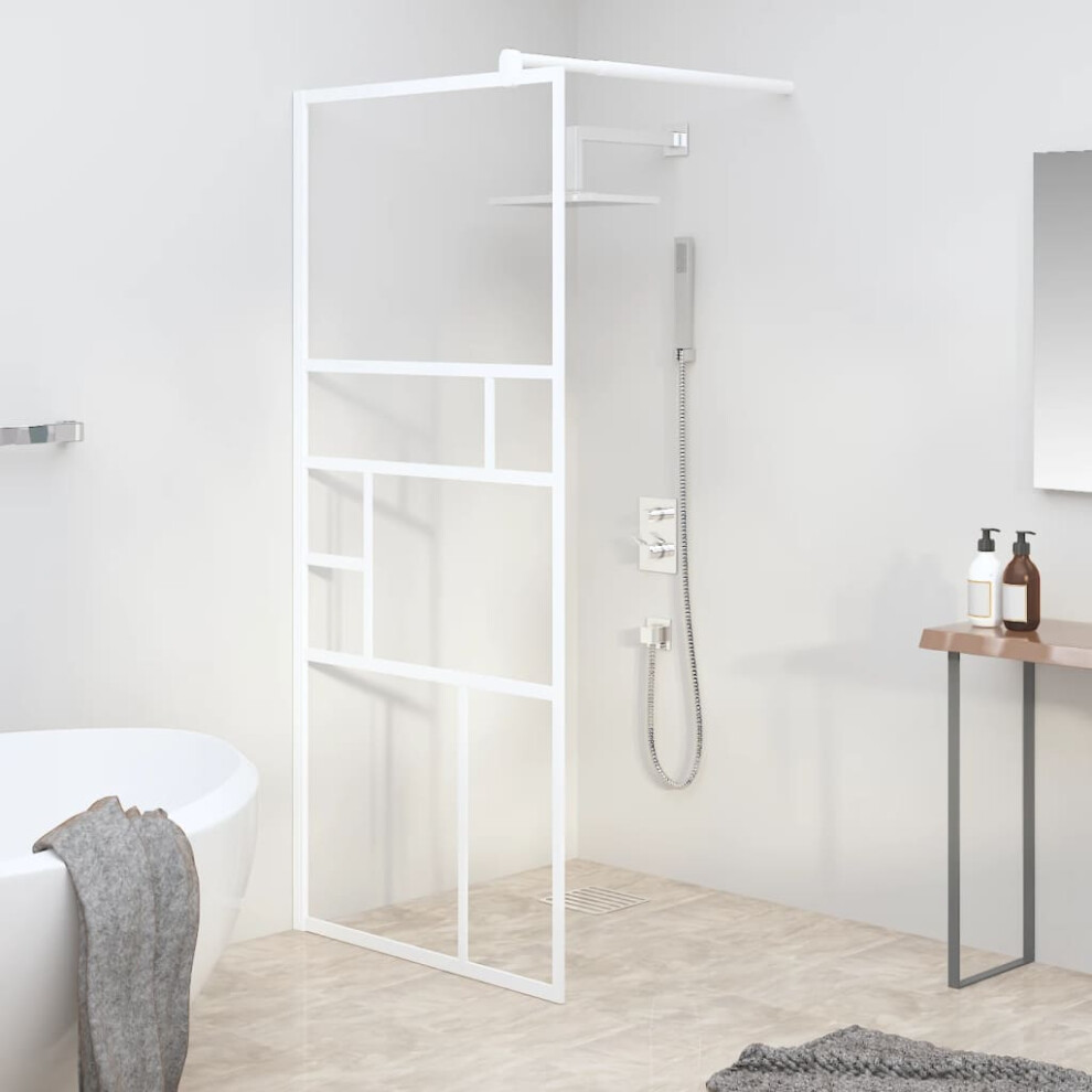 Berkfield Walk-In Shower Wall 90X195 Cm Esg Glass White 5407370098319