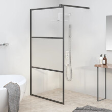 Berkfield Walk-in Shower Wall 115x195 cm Half Frosted ESG Glass Black