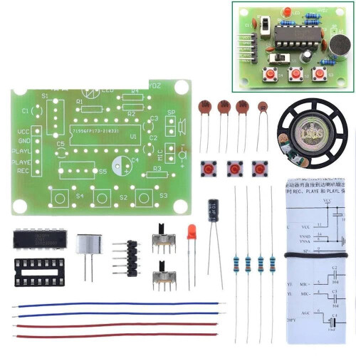 ISD1820 Voice Recording Module 20‑Second Audio Recorder DIY Learning Kit for Student Electronics