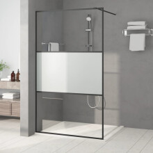 Berkfield Walk-in Shower Wall Black 115x195 cm Half Frosted ESG Glass