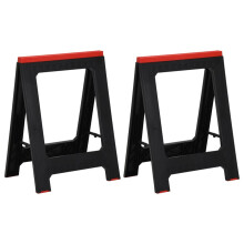 Berkfield Foldable Work Trestles 2 pcs Black and Red Polypropylene 350 kg