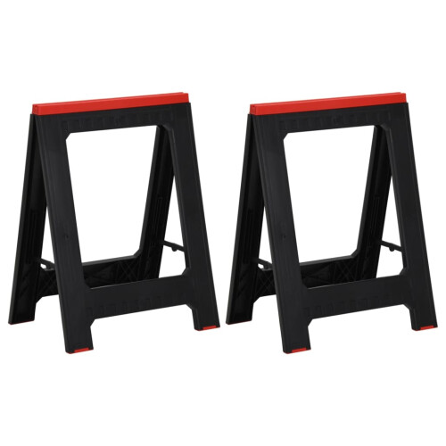Berkfield Foldable Work Trestles 2 pcs Black and Red Polypropylene 350 kg