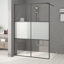 Berkfield Walk-in Shower Wall Black 140x195 cm Half Frosted ESG Glass