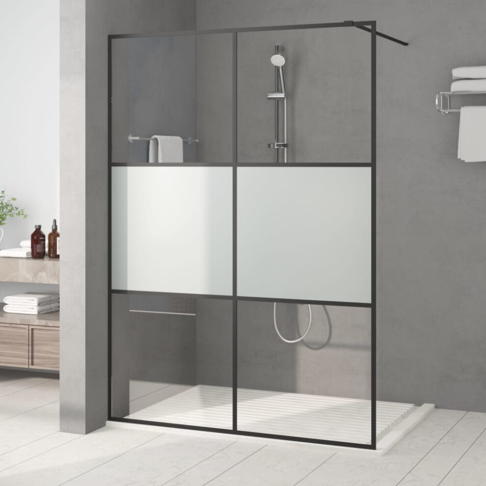 Berkfield Walk-In Shower Wall Black 140X195 Cm Half Frosted Esg Glass 3445354266790