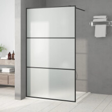 Berkfield Walk-in Shower Wall Black 115x195 cm Frosted ESG Glass