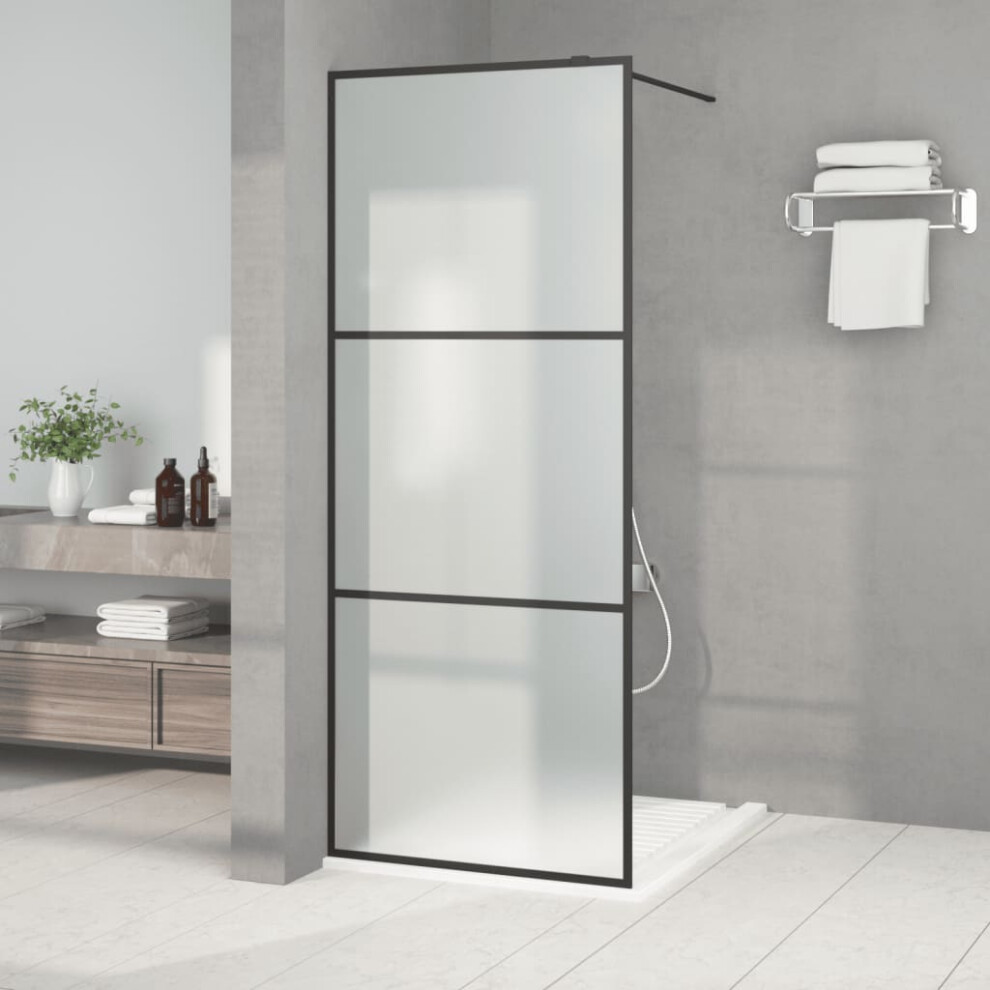 Berkfield Walk-In Shower Wall Black 80X195 Cm Frosted Esg Glass 4931478299169