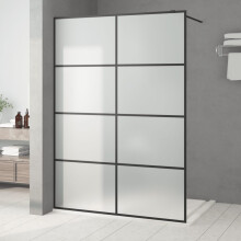 Berkfield Walk-in Shower Wall Black 140x195 cm Frosted ESG Glass