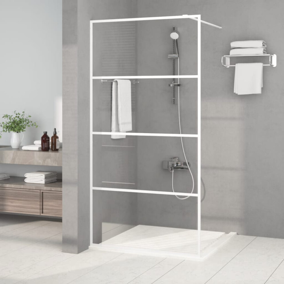Berkfield Walk-In Shower Wall White 100X195 Cm Clear Esg Glass 6216032687094