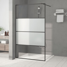 Berkfield Walk-in Shower Wall Black 115x195 cm Half Frosted ESG Glass
