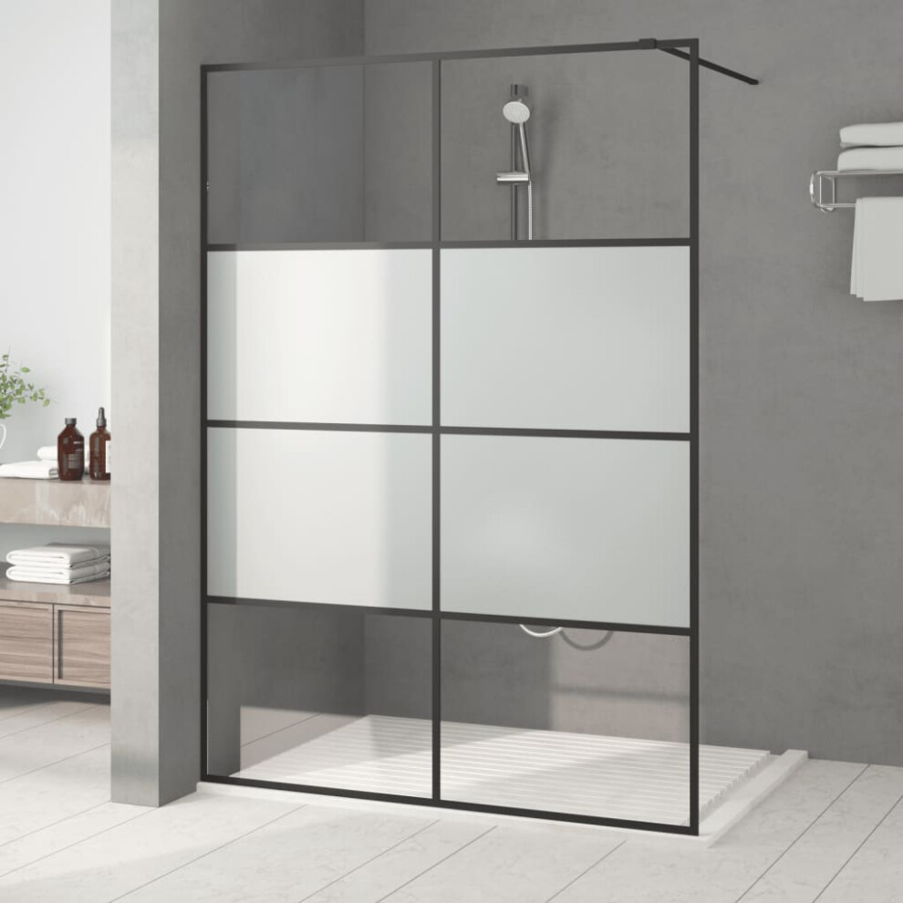 Berkfield Walk-In Shower Wall Black 140X195 Cm Half Frosted Esg Glass 9052469525373