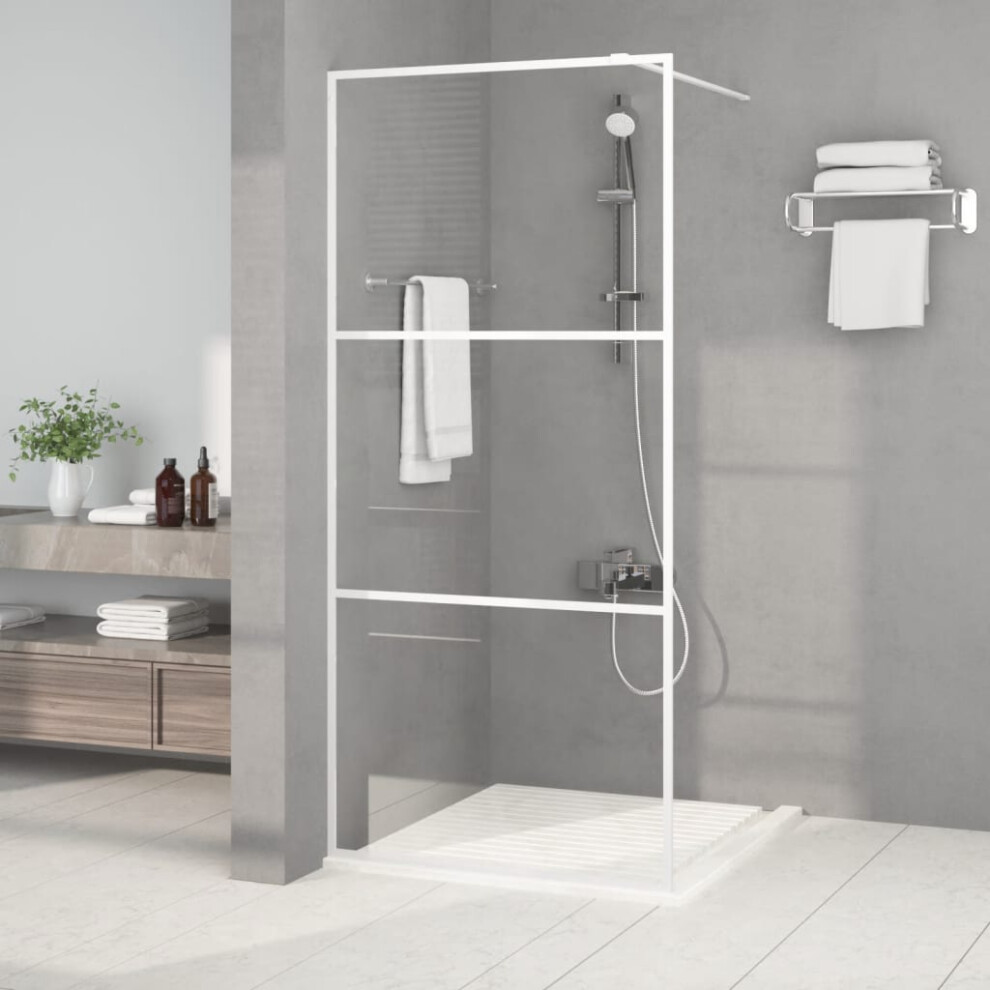 Berkfield Walk-In Shower Wall White 90X195 Cm Clear Esg Glass 1054574314772
