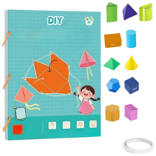 Geometry Learning Kit with Instant Pull‑to‑Form 3D Solids, Hands‑On Math Teaching Set for Students (12‑Model)