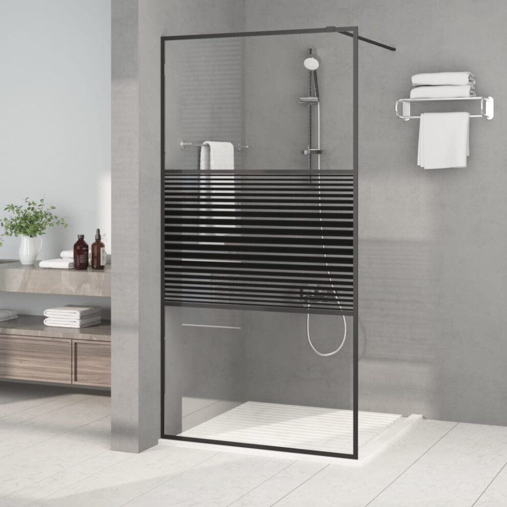 Berkfield Walk-In Shower Wall Black 100X195 Cm Clear Esg Glass 9165284760277