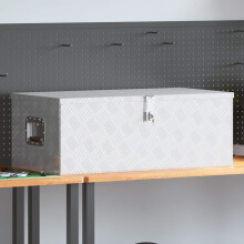 Berkfield Storage Box Silver 90x47x33.5 cm Aluminium