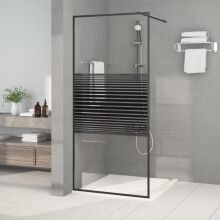 Berkfield Walk-in Shower Wall Black 90x195 cm Clear ESG Glass