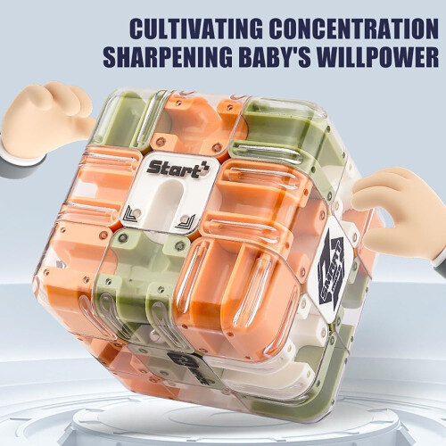 3D Maze Cube Rolling Ball Puzzle Toy Orange – Boosts Spatial Awareness and Enhances Logical Thinking 2