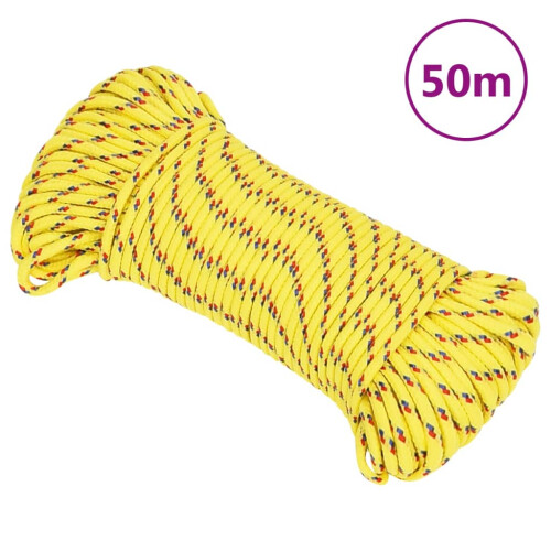 Berkfield Boat Rope Yellow 4 mm 50 m Polypropylene