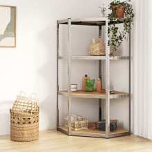 Berkfield 4-Layer Corner Shelf Silver Steel&Engineered Wood