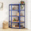 Berkfield 5-Layer Corner Shelf Blue Steel&Engineered Wood 1