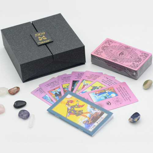 Waterproof Tarot Cards Deck with Guidebook for Beginners, Discoloration Effect Fortune Telling Set 1