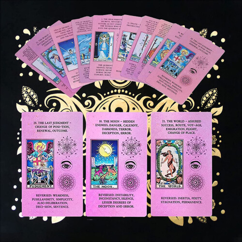 Waterproof Tarot Cards Deck with Guidebook for Beginners, Discoloration Effect Fortune Telling Set 2