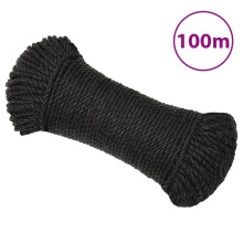 Berkfield Work Rope Black 8 mm 100 m Polypropylene