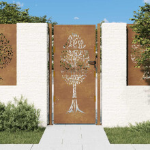 Berkfield Garden Gate 100x200 cm Corten Steel Tree Design