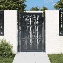 Berkfield Garden Gate Anthracite 100x150 cm Steel Bamboo Design