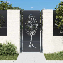Berkfield Garden Gate Anthracite 100x175 cm Steel Tree Design