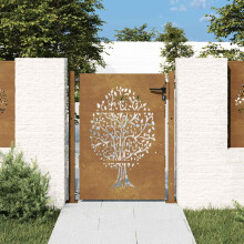 Berkfield Garden Gate 100x150 cm Corten Steel Tree Design
