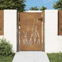 Berkfield Garden Gate 100x125 cm Corten Steel Grass Design
