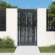 Berkfield Garden Gate Anthracite 100x200 cm Steel Bamboo Design