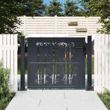 Berkfield Garden Gate Anthracite 100x100 cm Steel Bamboo Design