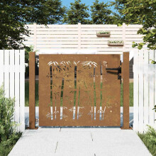 Berkfield Garden Gate 100x75 cm Corten Steel Bamboo Design
