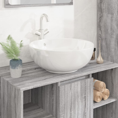 Berkfield Wash Basin White 44x17 cm Ceramic Round