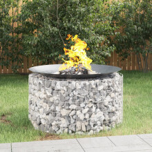 Berkfield Gabion Fire Pit ò 100 cm Galvanised Iron